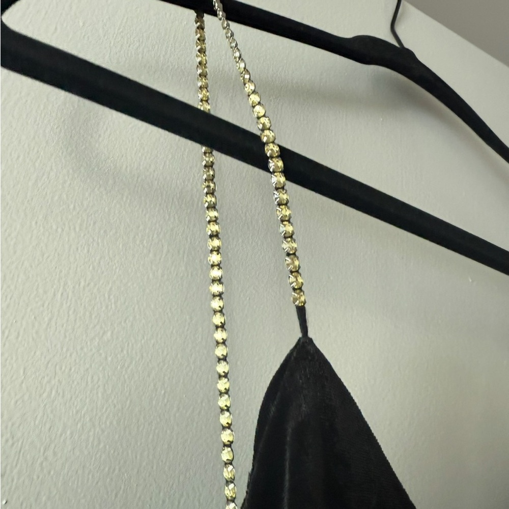 & Other Stories Black Velvet Strap Dress - Picture 2 of 5